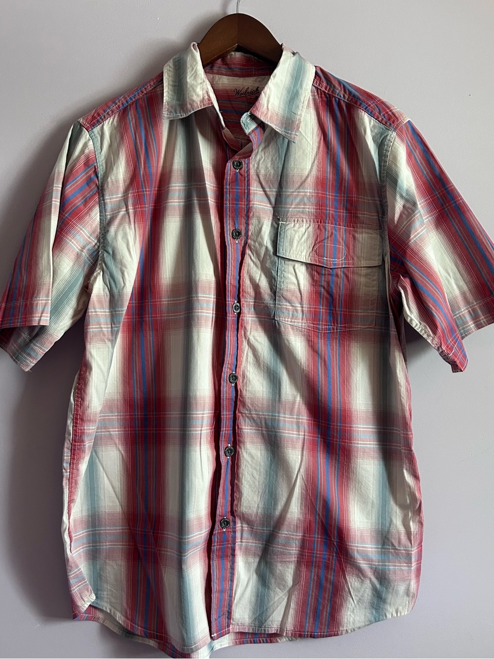 Woolrich Desert View Short Sleeve Plaid Button Down Short Size Medium
